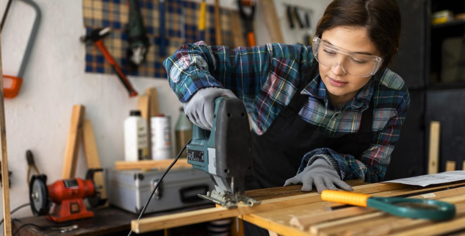 female-working-workshop-with-hammer-drill